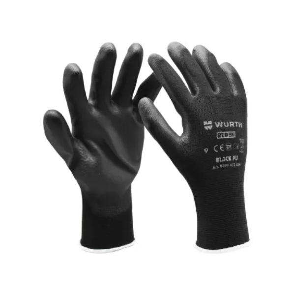 Рукавиці захисні Black PU, поліестер, покриття поліуретан, пара, р.9, RED LINE